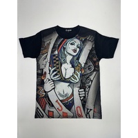 Queen of Hearts T-Shirt Hip Hop Urban Fashion Street Wear Black Size: M/L/XL/2XL [Size: M - 40in/102cm Chest]