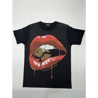 Bite the Bullet Hot Lips T-Shirt Black [Size: M - 40in/102cm Chest]