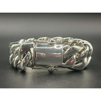 Mens 925 Sterling Silver Chunky Curb Link 362g Bracelet (New)