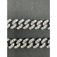 Unisex 925 Sterling Silver Iced Cuban Link Necklace (NEW)