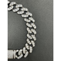 Unisex 925 Sterling Silver Iced Cuban Link Bracelet (NEW)