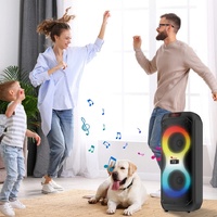 DJ Powered Karaoke Party Bluetooth Super Bass Dual 8 Inch 60W Speaker RGB Light
