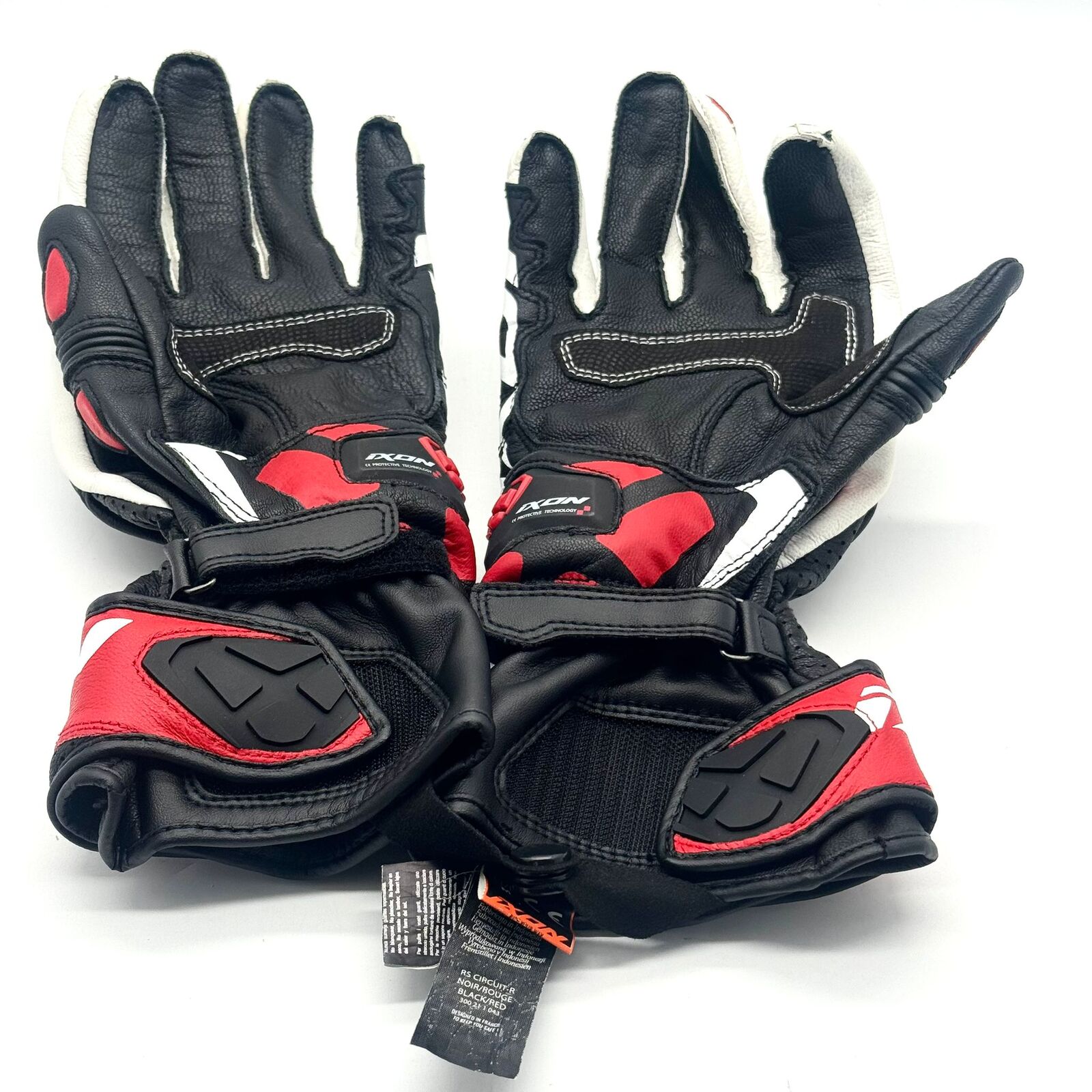 Ixon RS Circuit-R Gloves M Leather Racing Motorcycle Black White Red