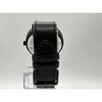 Uncle Jack 42mm All Black Genuine Leather Strap Unisex Quartz Watch