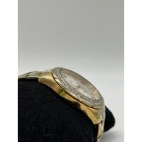 Elite Ladies Gold Tone Stone Set Watch Model 5080035 Fashion Timepiece
