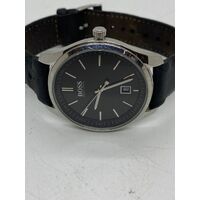 Hugo Boss Men's Essential 40mm Black Leather Band Steel Watch (Pre-Owned)