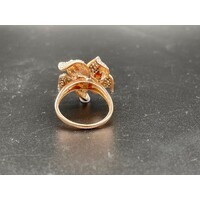 Ladies 14ct Rose Gold Diamond Flower Ring (Pre-Owned)