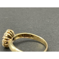 Ladies 9ct Yellow Gold Blue Gemstone and CZ Ring