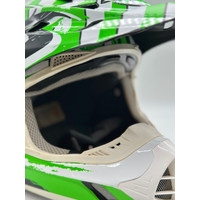 THH TX-12 Motocross Helmet Size L (Y) Strike White Green Off Road Bike