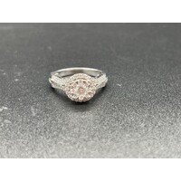 Ladies Solid 14ct White Gold Diamond Fine Jewellery Ring Set 4.7 Grams Size UK O
