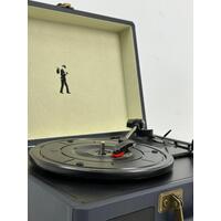 Flea Market Suitcase Turntable (Navy) Vintage Style 3 Speeds Auto-Stop Portable