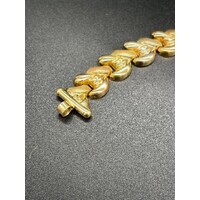 Ladies 18ct Yellow Gold Fancy Link Bracelet Bolt Clasp Fine Jewellery 29.6 Grams