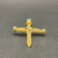Unisex 18ct Yellow Gold Cubic Zirconia Cross Pendant