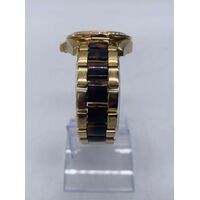 Fossil Ladies Watch Stainless Steel Gold Tone with Brown Leopard Print