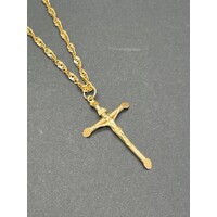 Unisex 21ct Yellow Gold Singapore Link Necklace + Pendant (Pre-Owned)