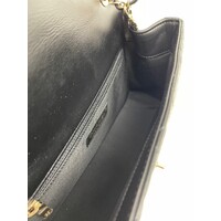 Black Quilted Quilted Calfskin Medium Running Chain Around Flap Handbag