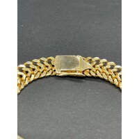 Unisex 14ct Yellow Gold Double Curb Link Diamond Bracelet (Pre-Owned)