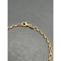 Ladies 9ct Yellow Gold Belcher Link Heart Charm Bracelet (Pre-Owned)