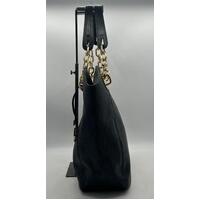 Michael Kors Ladies Handbag Black E-1206 Gold Plated Medallion with Dust Bag