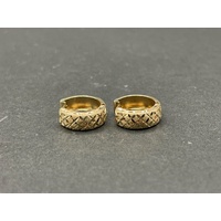 Ladies 9ct Yellow Gold Round Huggie Hoop Earrings