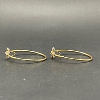 Ladies 18ct Yellow Gold Round Hoop Flower Earrings