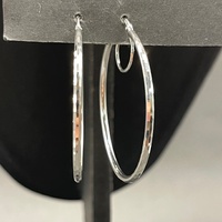 Large View Ladies 9ct White Gold Round Hoop Earrings