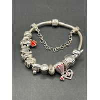Ladies 925 Sterling Silver Pandora Snake Link Charm Bracelet