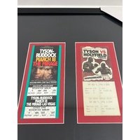 Mike Tyson Signed Gloves and Prints with 2x Fight Tickets in Frame with COA