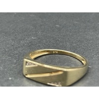 Mens 9ct Yellow Gold Signet Diamond Ring