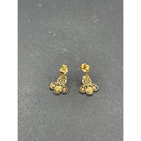 Ladies 21ct Yellow Gold Filigree Stud Earrings