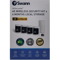 Swann AllSecure 4K Wireless Security Camera Kit NVR Tower Local Cloud Storage