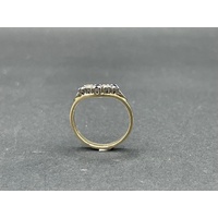 Ladies 9ct Yellow Gold Blue Gemstones and Diamonds Ring