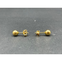 Ladies 21ct Yellow Gold Ball Stud Earrings