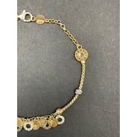 Ladies 18ct Yellow Gold Box Link Charm Bracelet
