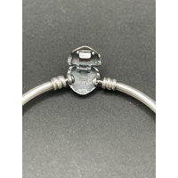 Ladies 925 Sterling Silver Round Bangle And Charms