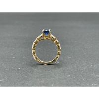 Ladies 18ct Yellow Gold Blue Sapphire and Diamond Ring