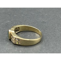Ladies 18ct Yellow Gold Green Gemstones and CZ Stone Ring