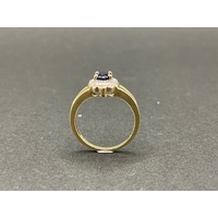 Ladies 9ct Yellow Gold Blue Gemstones and Diamonds Ring