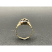 Men's 9ct Yellow Gold Horse Head and Shoe Black Gemstone Ring
