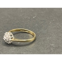 Ladies 9ct Yellow Gold Diamond Cluster Ring