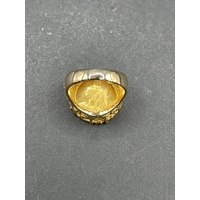 Mens 18ct Yellow Gold Round Sovereign Coin Ring