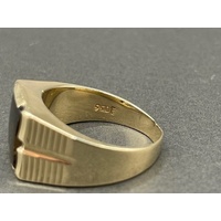 Mens 9ct Yellow Gold Brown Gemstones Ring