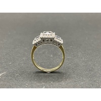 Ladies 10ct Yellow Gold Blue Sapphire and Diamonds Ring