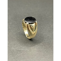 Men's 9ct Yellow Gold Black Onyx Gemstone Ring