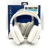 HD Max Pro Wireless Bluetooth Headphones with Built-In Mic White