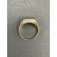 Mens 9ct Yellow Gold Diamond Ring