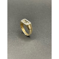 Mens 9ct Yellow Gold Diamond ''DAD' Ring