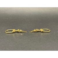 Ladies 22ct Yellow Gold Round Hoop Dangle Earrings