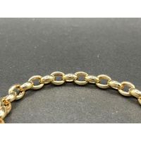 Ladies 9ct Yellow Gold Oval Bubble Belcher Link Bracelet