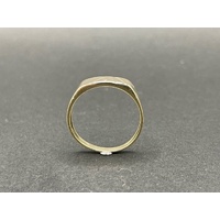 Mens 9ct Yellow Gold Diamond Signet Ring